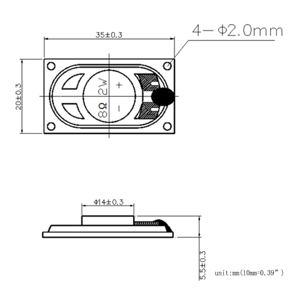 Högtalare XXHDZ- 2035 för LCD-TV-högtalare 8Ohm 2W Rektangulär hålrums högtalare