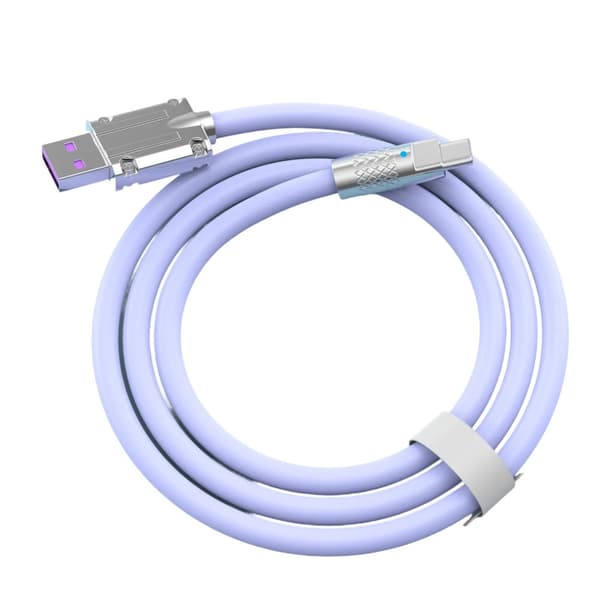 USB til USB C-kabel USB til Type C-kabel Hurtiglading Overføringskabel USB C 120W Purple 1m