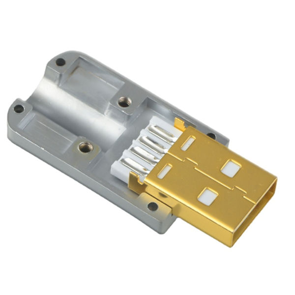 Forgyldt stik DIY USB-stik 2.0 A B aluminiumslegering dekoderstik Silver B port