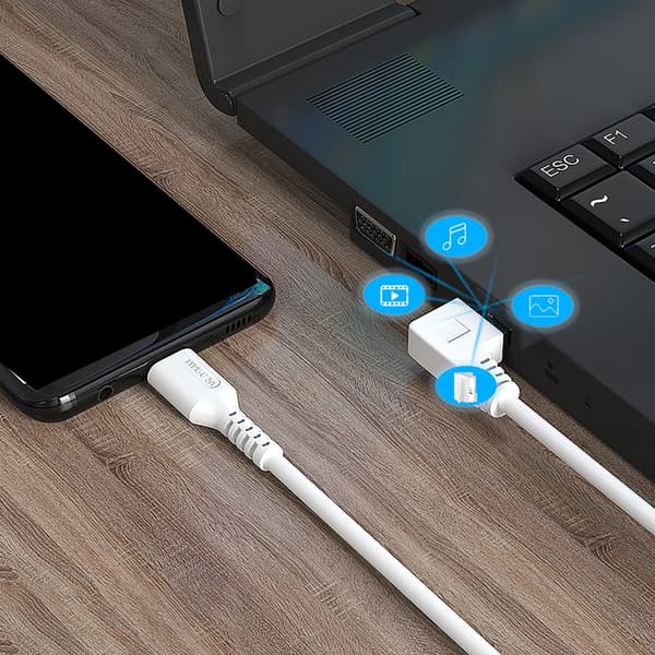 Højhastigheds USB til Type C Datakabel Ledning 5A Opladning til Smartphones Tablets 1.5m Left bend
