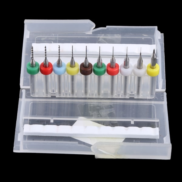 10 st 0,1 mm till 1,0 mm PCB-tryckta kretskortskarbidmikroborrbitar Set Verktyg