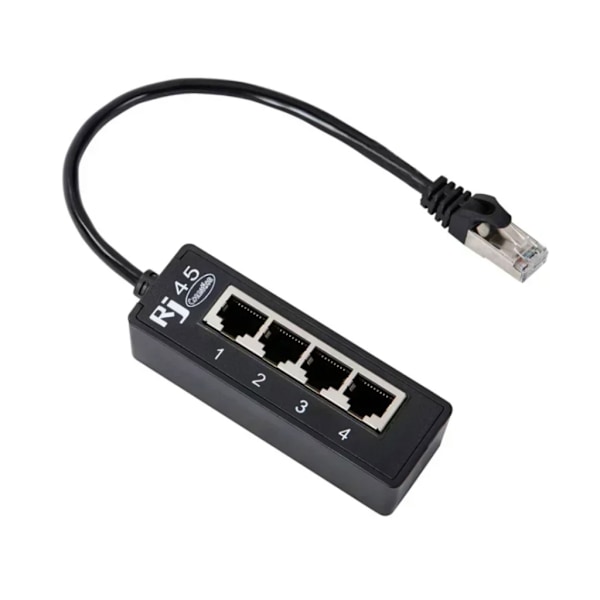 RJ45 Nätverksdelare Extender Adapter 1 till 4 Port Ethernet Kabelkontakt
