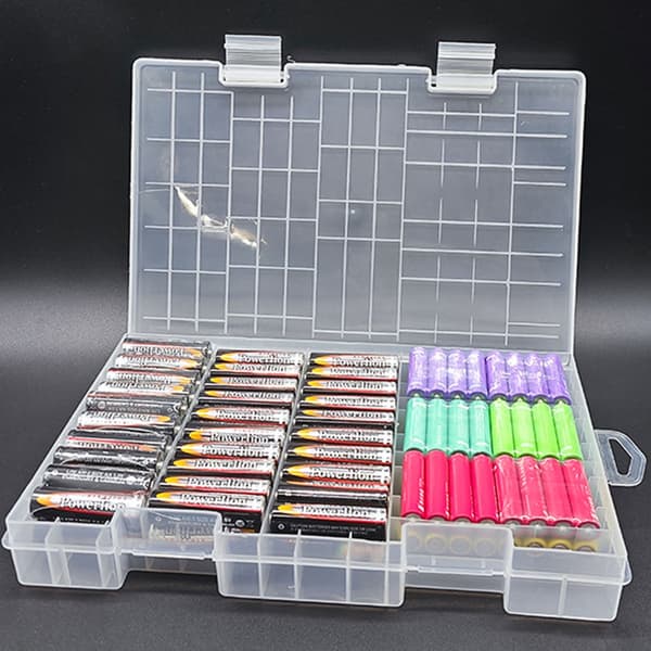 Batteriopbevaringsboks til 60 AA 40 3A Batterier Container Letvægtsdesign