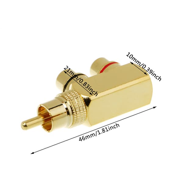 Kobber o Splitter Stik RCA 1 Han til 2 Hun AV Socket Connector Adapter