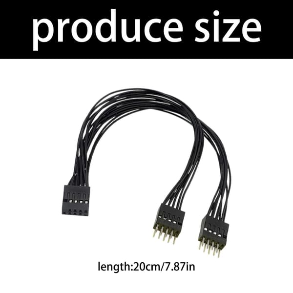 Bundkort Splitter Kabel Switch Adapter Til PC Strøm Reset Forlængerkabel 9Pin Hun Til 2 Port Han Switch Black