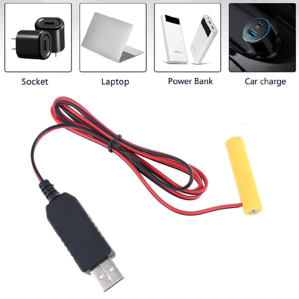 LR03 AAA -paristonpoistaja virtajohto LED-valolle USB-virtajohdolla 2AAA