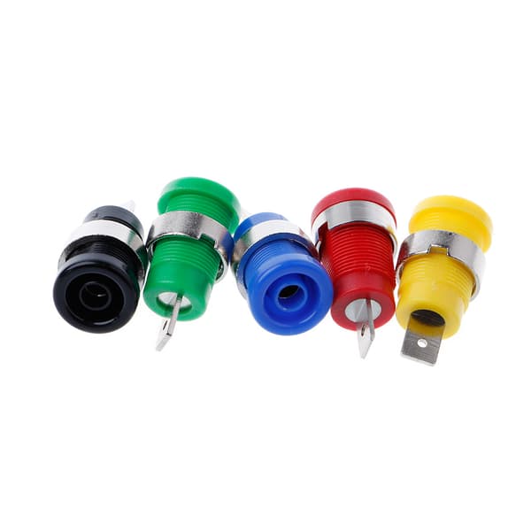 5 stk. 4mm Bananstik Hun Jack Socket Stik Ledningsforbindelse 5 Farver