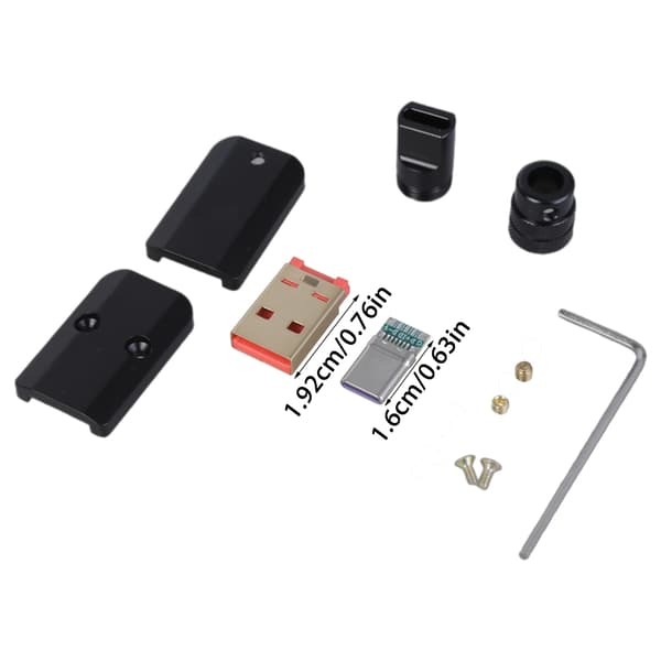 Skruvmontering USB 2.0 Typ C Hane Kontakt DIY Stöd 65W Laddning Black