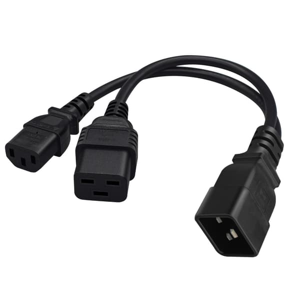 IEC 320 C20 til C13+C19 strømkabel C20 hann til C13+C19 Y-splitteradapter forlengelseskabel for datamaskin og skriver