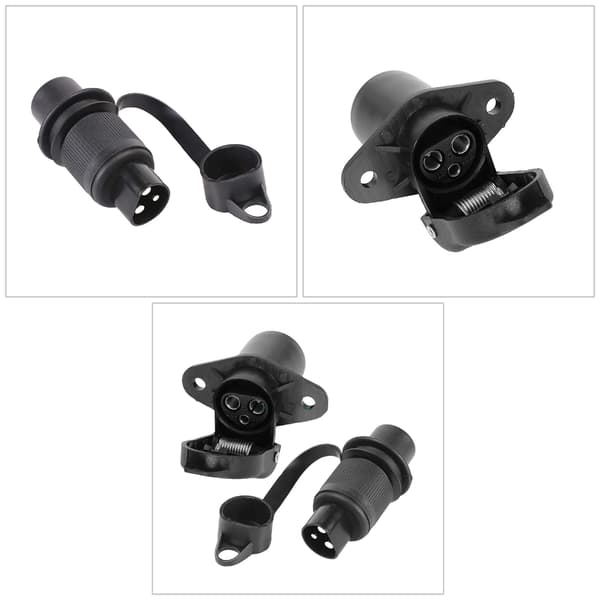 Sort ABS 3-polet elektrisk stik til campingvogne, autocampere og trailere null - Plug
