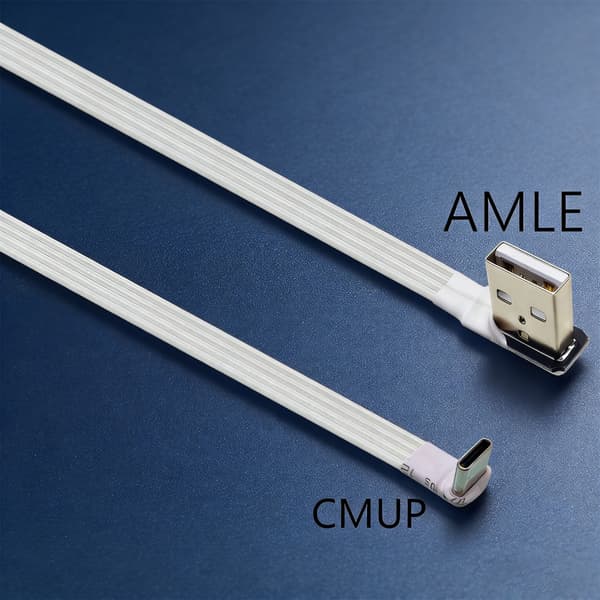Fladt TPE USB 2.0 til Type C data-synkroniseringskabel med 90 graders vinklet stik 0.2m - AMLE CMUP