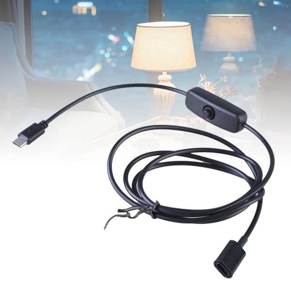 112cm Total Lengde 5V3A Type C til USB Strømledning Ladekabel Linje Svart