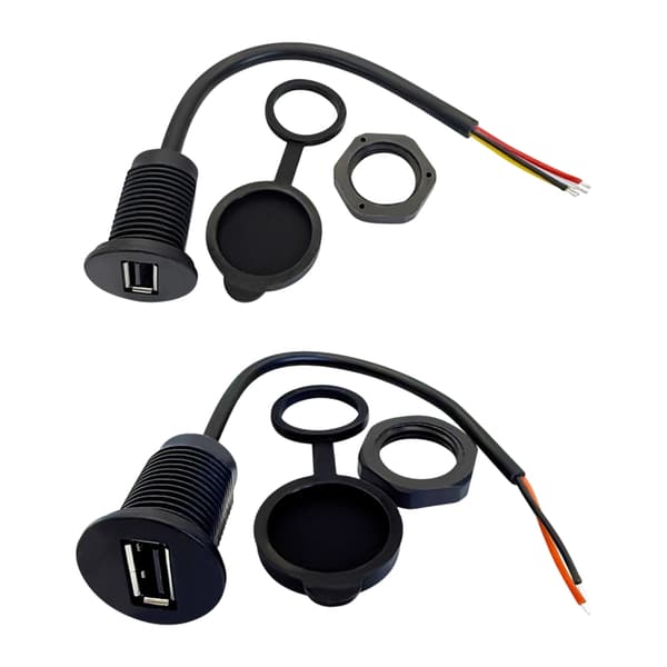 Praktiske USB-hunplugger med festemutter for motorsykkel- og båtpaneler null - P2