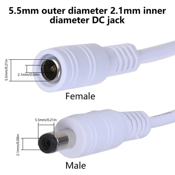 5.5x2.1mm Strömkabel Hona Till Hane för CCTV Säkerhetskameror Black 50 cm