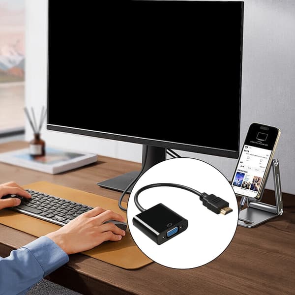 Holdbare HDMIs til VGA-adapter for problemfri video- og lydtransmission White With audio