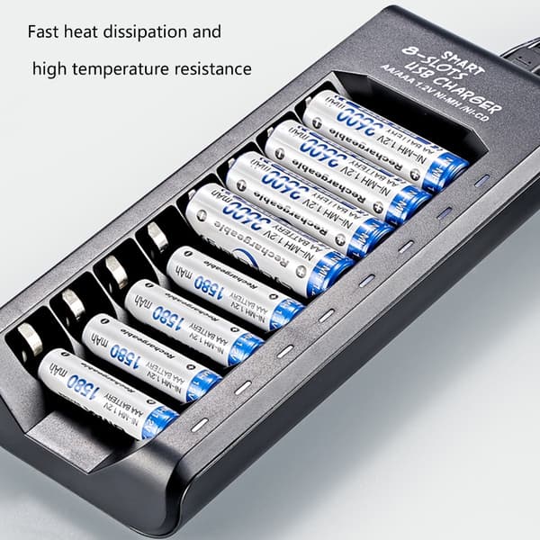 Multippel Batterilader 8-spors for 1.2v Dobbel/Trippel A Intelligent Kontroll IC