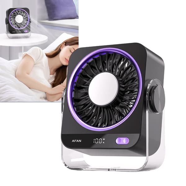 USB Bordventilator 3600mAh Genopladelig Batteridrevet Ventilator 199 Hastigheder Bordventilator null - Black ice pack
