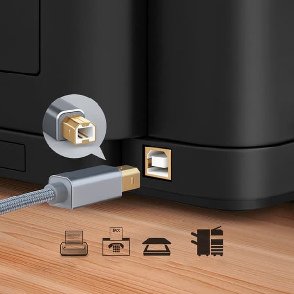 Fleksibelt USB B til USB C printerkabel USB C printerledning 50/100/150/200/300cm 2m
