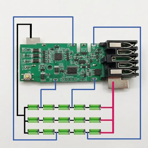 Professionell 5S batteriskyddsmodul med LED-indikatorer för 18V-paket