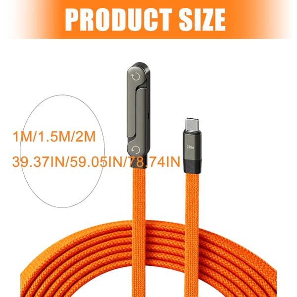 Hurtig 240W Type C opladerkabel med telefonholder til flere enheder 2m - 1 pack