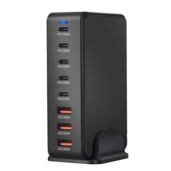 600W GaNs Laddare Bärbara Datorer USB C USB A Snabbladdning PD Laddning för Telefonladdare Black EU Plug