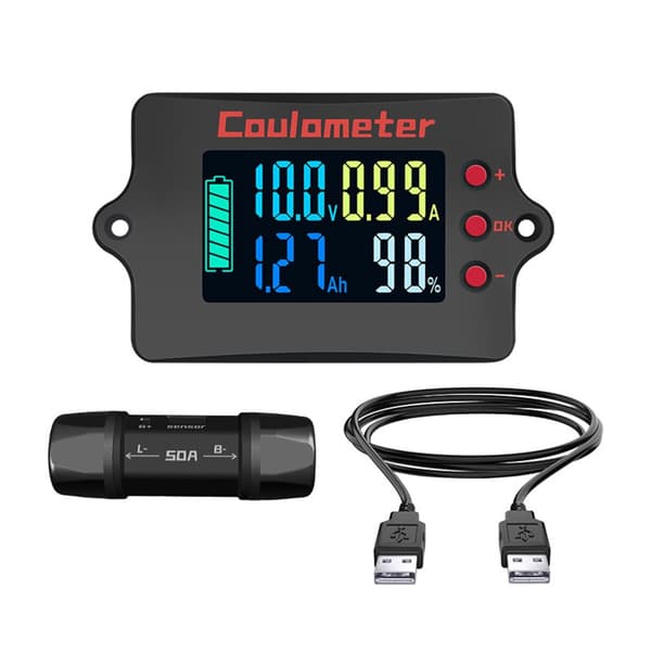 Dubbelriktad Precisionsdetektering Batteriövervakare Digital Voltmeter Amperemeter null - 0.5m data cable