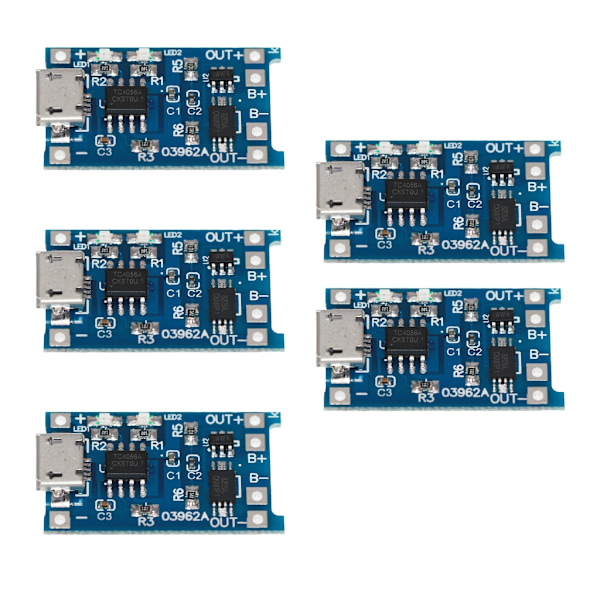 5 stk. Type C/Micros USB-grensesnitt 18650 Litiumsbatteri Lademodul TYPE C interface