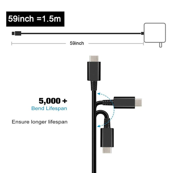 EU-kontakt Snabbladdare för Steamdeck USB-C Typ-C Strömadapter Konsolladdare