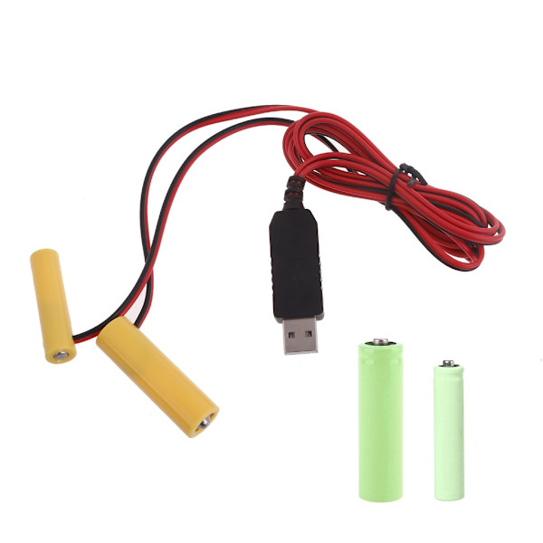 USB En-till-Två AA+AAA Batteri Elimineringskabel 3V Kontinuerlig Strömförsörjningslösning USB Strömförsörjningsadapterkabel för Hygrotermometer