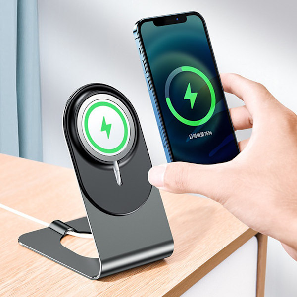 Fällbar skrivbordsstativ i aluminiumlegering för mobiltelefoner, passar till Apple 12 Silver