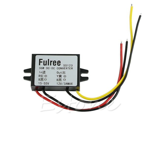 DC-DC-omvandlare för bil, steg ned, 24V 36V 48V (15V-55V) till 12V 3A 36W
