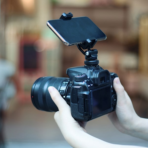 Telefonhållare Tripod Mount Clamp med Dubbel Kallskofäste 1/4 \" Skruv