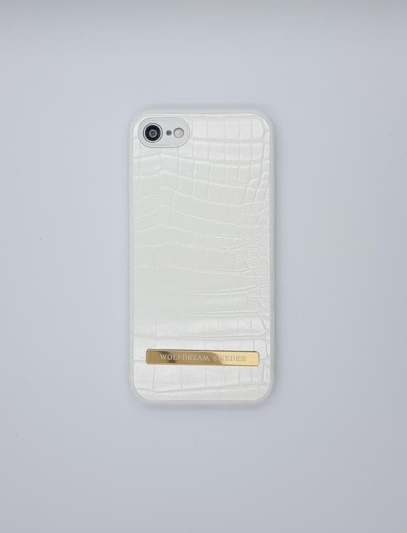 CROCO WHITE-Vit mobilskal med hållare till Iphone 7/8PLUS vit