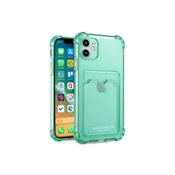 Grön Transparent mobilskal med korthållare till Iphone 13MINI grön