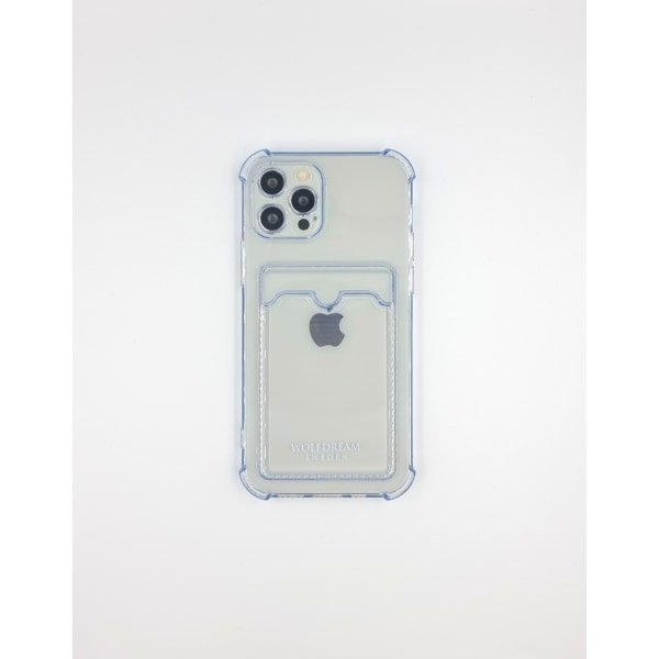 Sky blå Transparent mobilskal med korthållare till Iphone 13PRO blå