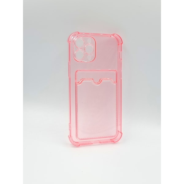 Pink Transparent mobilskal med korthållare till Iphone 12PROMAX rosa