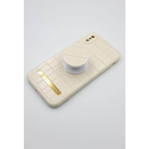 CROCO BEIGE -Ljusbrun mobilskal med hållare till Iphone 12PROMAX beige