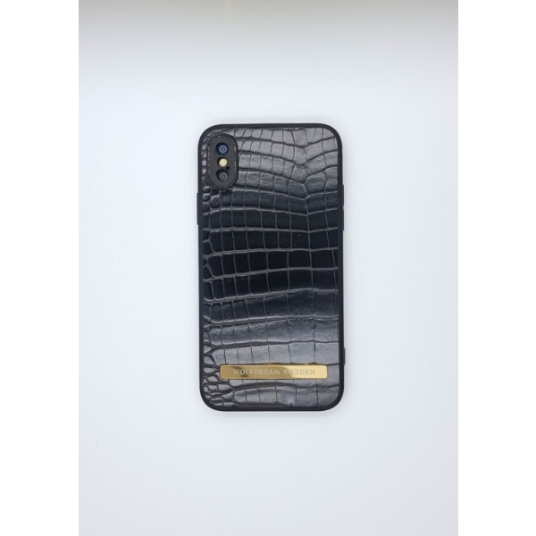CROCO BLACK -Svart mobilskal med mobilhållare till Iphone XR svart