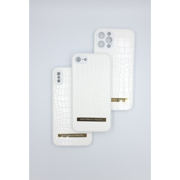 CROCO WHITE-Vit mobilskal med mobilhållare till Iphone 12MINI vit