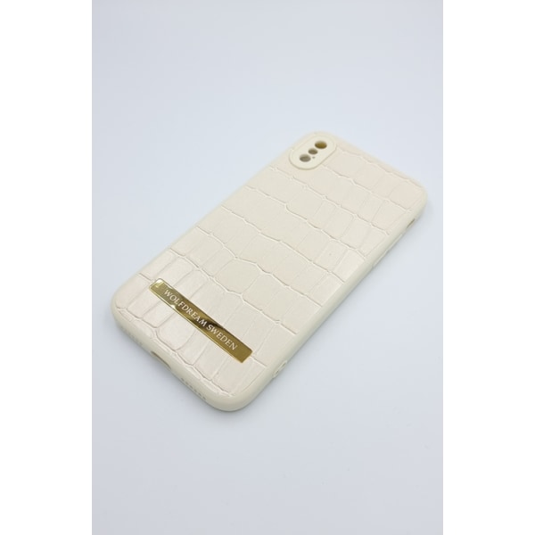 CROCO BEIGE -Ljusbrun mobilskal med mobilhållare till Iphone XR beige
