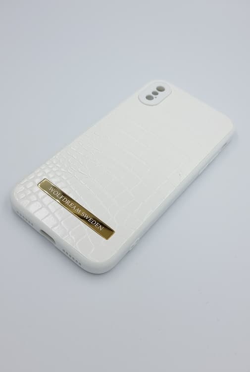 CROCO WHITE-Vit mobilskal med hållare till Iphone XSMAX vit
