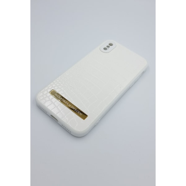 CROCO WHITE-Vit mobilskal med mobilhållare till Iphone XR vit