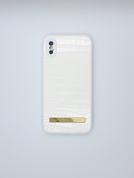 CROCO WHITE-Vit mobilskal med hållare till Iphone XSMAX vit