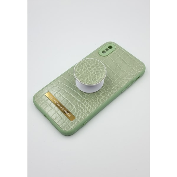 CROCO FERN-Pastell Grön skal med hållare till Iphone 12PROMAX grön