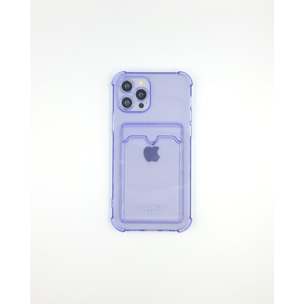 Lila Transparent mobilskal med korthållare till Iphone 13PROMAX lila
