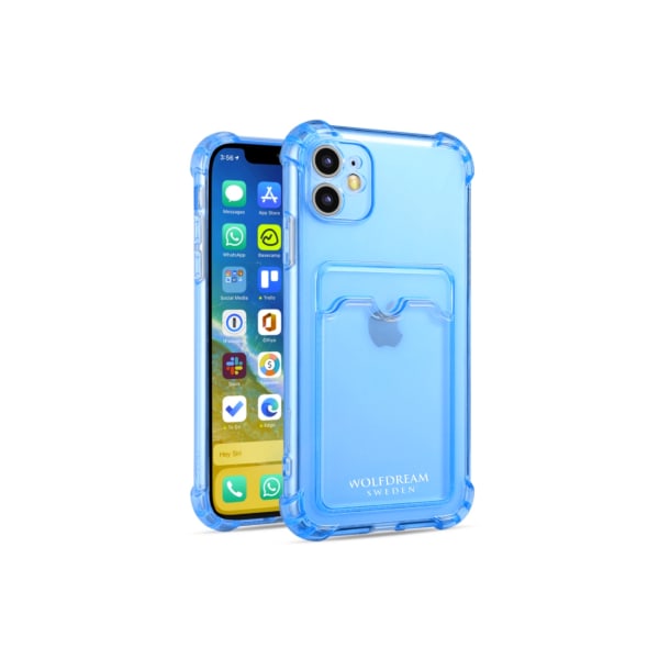 Blå Transparent mobilskal med korthållare till Iphone 13MINI blå