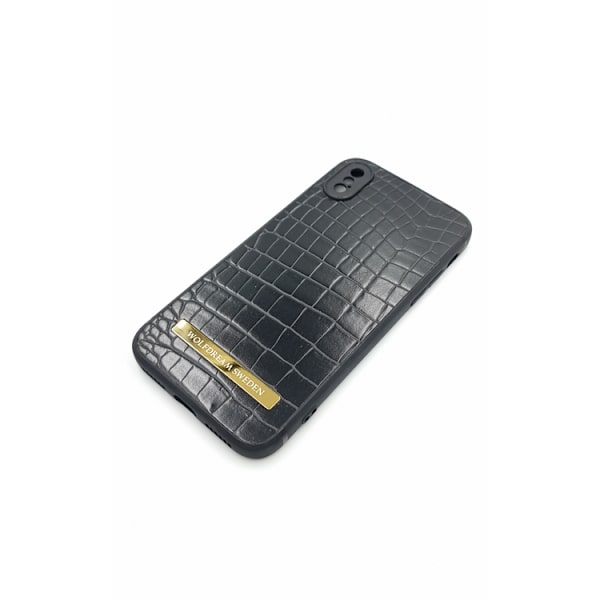 CROCO BLACK -Svart mobilskal med mobilhållare till Iphone X/XS svart