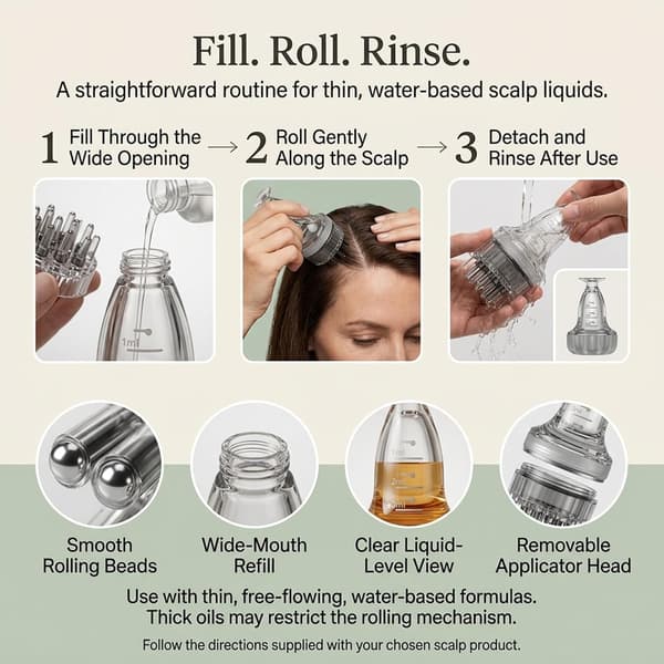 Minoxidil-applikator, 2-i-1 hårbottenoljeapplikator och massageborste (grå)