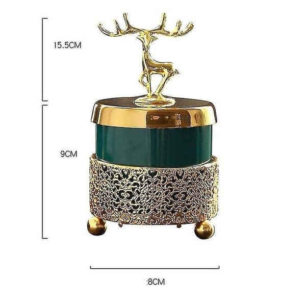 Askfat med lock dekoration vardagsrum älg guldram smaragdgrön keramik askfat present till pojkvän