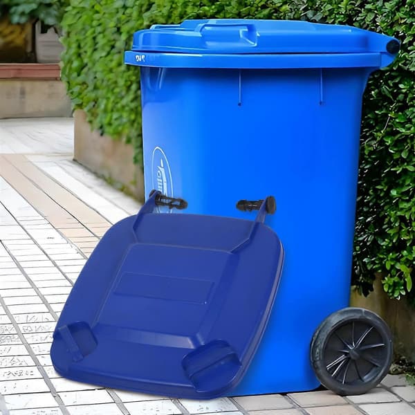Soptunnelock Ersättningslock för soptunna Blå plast Utomhuslock för kök 1 st